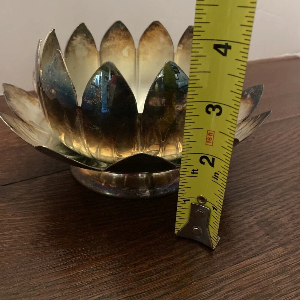 Leonard Silverplate Lotus‎ Flower Bowls without Insert Tray 2 Pc-